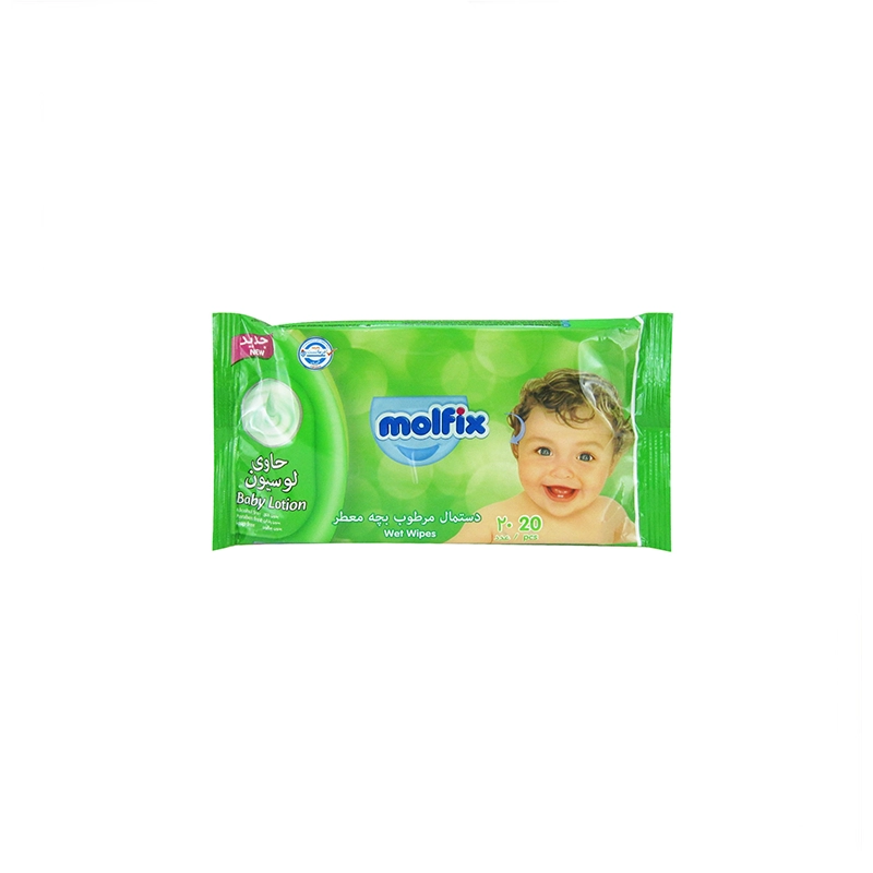دستمال مرطوب کودک مولفیکس مدل lotion بسته 20 عددی