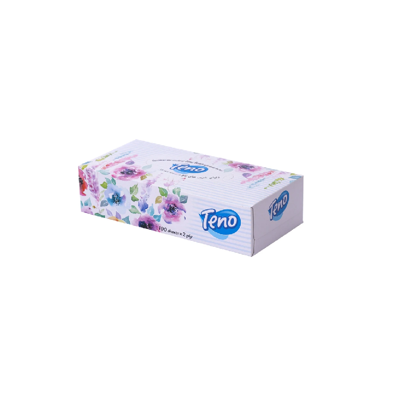دستمال کاغذی جعبه ای تنو مدل دو لایه 100برگ